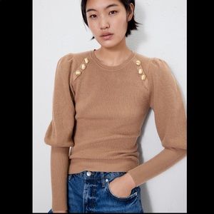 zara gold button sweater